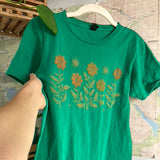 small | thrifted and blockprinted kelly green t-shirt